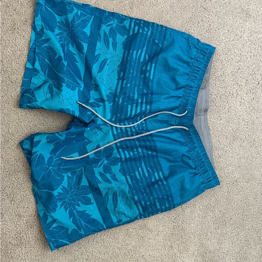 Floral Blue Swim Trunks